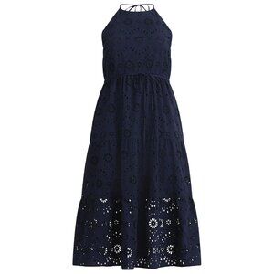 EXCELLENT CONDITION, SZ M, Cotton Blend Eyelet Midi Sundress, Blue